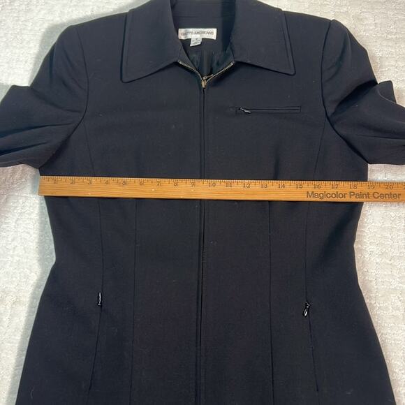 Vintage Gruppo Americano black wool blend black zip up collared fitted blazer 10 - Picture 9 of 12